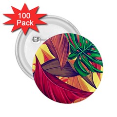 Monstera Tropical Design Beach 2 25  Buttons (100 Pack) 