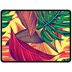 Monstera Tropical Design Beach One Side Fleece Blanket (large) by Jancukart