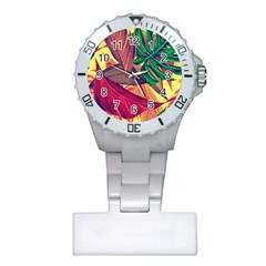 Monstera Tropical Design Beach Plastic Nurses Watch by Jancukart