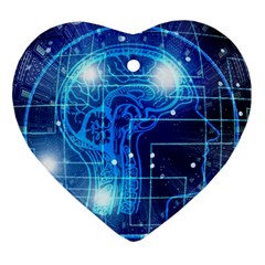 Artificial Intelligence Brain Think Art Heart Ornament (two Sides) by Jancukart
