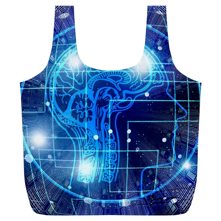 Artificial Intelligence Brain Think Art Full Print Recycle Bag (XL)