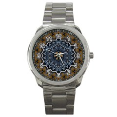 Rosette Mandala Ornament Wallpaper Sport Metal Watch by Ravend