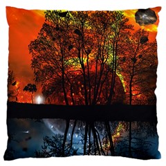 Space Nature Fantasy Trees Large Premium Plush Fleece Cushion Case (one Side) by Ravend