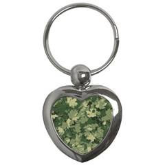 Green Leaves Camouflage Key Chain (heart)