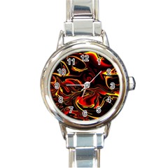 Modern Art Design Fantasy Surreal Orange Round Italian Charm Watch