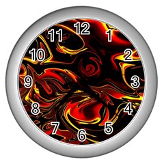 Modern Art Design Fantasy Surreal Orange Wall Clock (silver)