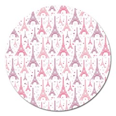 Eiffel Tower Pattern Wallpaper Magnet 5  (round)