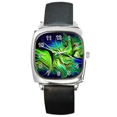 Fractal Art Pattern Abstract Square Metal Watch