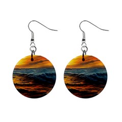 Ocean Sunset Sea Ocean Sunset Mini Button Earrings