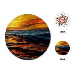 Ocean Sunset Sea Ocean Sunset Playing Cards Single Design (round)