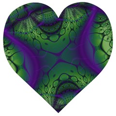 Abstract Art Fractal Wooden Puzzle Heart