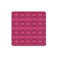 Elegant Pink Floral Geometric Pattern Square Magnet by dflcprintsclothing