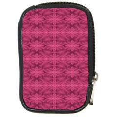 Elegant Pink Floral Geometric Pattern Compact Camera Leather Case by dflcprintsclothing