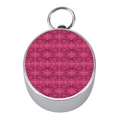 Elegant Pink Floral Geometric Pattern Mini Silver Compasses by dflcprintsclothing