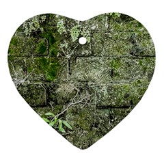 Old Stone Exterior Wall With Moss Heart Ornament (two Sides) by dflcprintsclothing