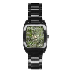 Old Stone Exterior Wall With Moss Stainless Steel Barrel Watch by dflcprintsclothing