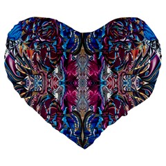 Abstract Blend Repeats Large 19  Premium Flano Heart Shape Cushions by kaleidomarblingart
