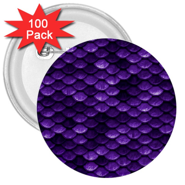 Purple Scales! 3  Buttons (100 pack) 