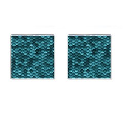 Teal Scales! Cufflinks (square) by fructosebat