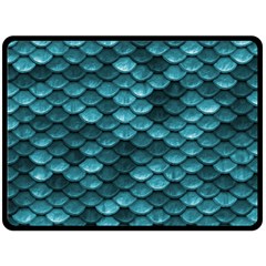 Teal Scales! One Side Fleece Blanket (large)