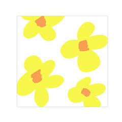 Floral Pattern T- Shirt Yellow Flowers T- Shirt Square Satin Scarf (30  X 30 )
