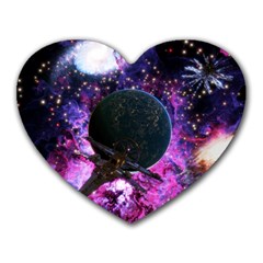 Spaceship Alien Futuristic Heart Mousepad by Ravend