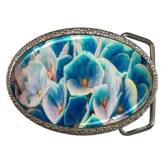 Hydrangeas-blossom-bloom-blue Belt Buckles by Ravend