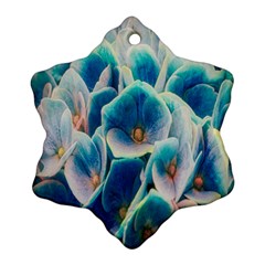 Hydrangeas-blossom-bloom-blue Ornament (snowflake) by Ravend