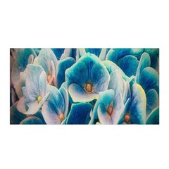 Hydrangeas-blossom-bloom-blue Satin Wrap 35  X 70  by Ravend