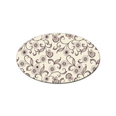 White And Brown Floral Wallpaper Flowers Background Pattern Sticker Oval (100 Pack) by Jancukart