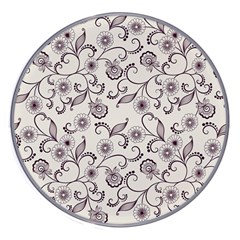 White And Brown Floral Wallpaper Flowers Background Pattern Wireless Fast Charger(white) by Jancukart