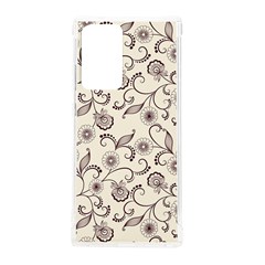 White And Brown Floral Wallpaper Flowers Background Pattern Samsung Galaxy Note 20 Ultra Tpu Uv Case by Jancukart