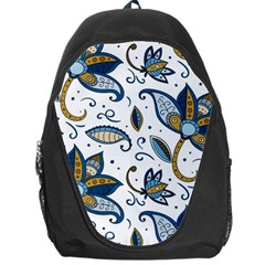 Flowers Blue Texture Style Batik Backpack Bag by Jancukart