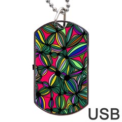 Background Pattern Flowers Seamless Dog Tag Usb Flash (one Side) by Jancukart