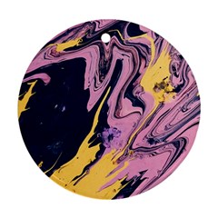 Pink Black And Yellow Abstract Painting Ornament (round)