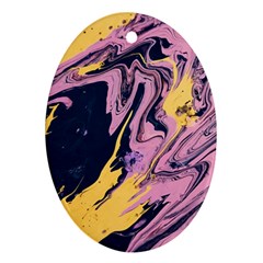 Pink Black And Yellow Abstract Painting Oval Ornament (two Sides)