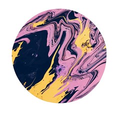 Pink Black And Yellow Abstract Painting Mini Round Pill Box (pack Of 5)