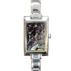 Black Marble Abstract Pattern Texture Rectangle Italian Charm Watch