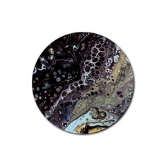 Black Marble Abstract Pattern Texture Rubber Coaster (round) by Jancukart