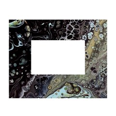 Black Marble Abstract Pattern Texture White Tabletop Photo Frame 4 x6  by Jancukart