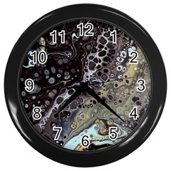 Black Marble Abstract Pattern Texture Wall Clock (black) by Jancukart