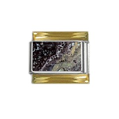 Black Marble Abstract Pattern Texture Gold Trim Italian Charm (9mm)