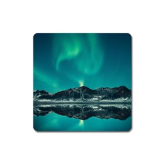 Blue And Green Sky And Mountain Square Magnet