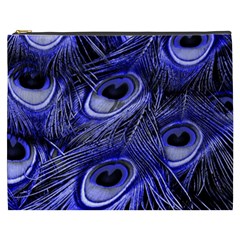 Purple Peacock Feather Cosmetic Bag (xxxl) by Jancukart