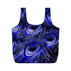 Purple Peacock Feather Full Print Recycle Bag (m) by Jancukart