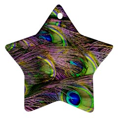 Green Purple And Blue Peacock Feather Ornament (star)