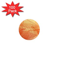 Orange Leaves Colorful Transparent Texture Of Natural Background 1  Mini Magnets (100 Pack)  by Jancukart