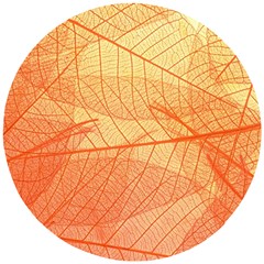 Orange Leaves Colorful Transparent Texture Of Natural Background Wooden Puzzle Round by Jancukart