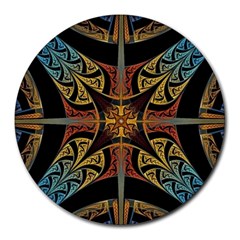 Abstract, Pattern Arabesque Design Tile Decoration Seamless Round Mousepad by Jancukart