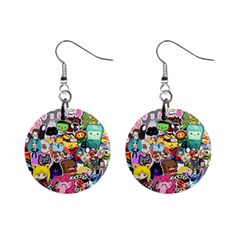 Assorted Cartoon Characters Doodle  Style Heroes Mini Button Earrings